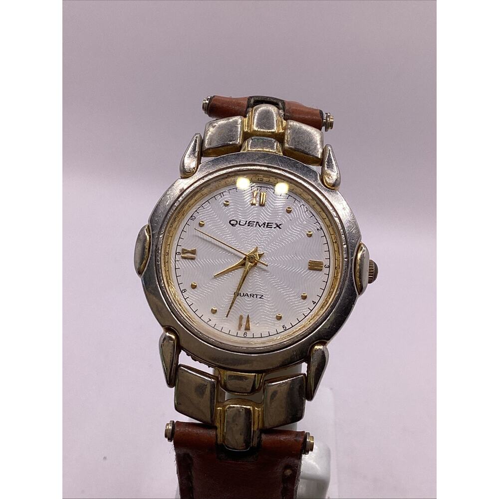 Quemex Womens 18k GP Vintage Worn Quartz Watch New Battery